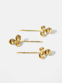 MOTF 3 STYLISH PERSONALIZED PREMIUM FLOWER HAIRPINS - Gold - View 3