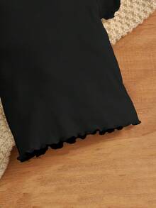 Atasan Minimalis Kasual Bergaris untuk Bayi Perempuan - Hitam - View 5