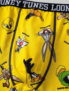 LOONEY TUNES X SHEIN 3 Stücke Herren bequeme, atmungsaktive Unterhosen mit Cartoon-Muster und Schriftzug - Grün - Übersicht 5