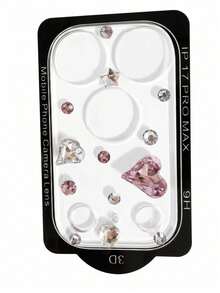 1pc Cute Y2K Shiny Heart Diamond Crystal Colorful Transparent Camera Lens Protector Film, Soft Clear Protective Case Compatible With Iphone 17 Pro Max/17 Pro - Pink - View 10