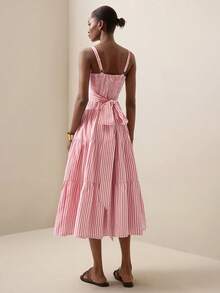 Briarwyn Women's Striped Ruffle Hem Cami Dress - Red and White - View 2