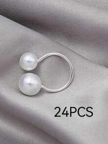 24PCS, Premium Hotel & Restaurant Dining Table Decor Pearl Napkin Rings, Suitable For Wedding, Holiday Table Setting - Silver - View 5
