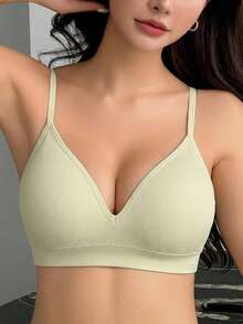 DAZY Bra Rajut Tanpa Jahitan dengan Bantalan Push-Up dan Tanpa Kawat - Hijau - View 7
