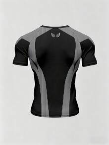 GymBeat Camiseta deportiva de manga corta con estampado de rayas de ala tipo raglán para hombre, gimnasio - Multicolor - Ver 2
