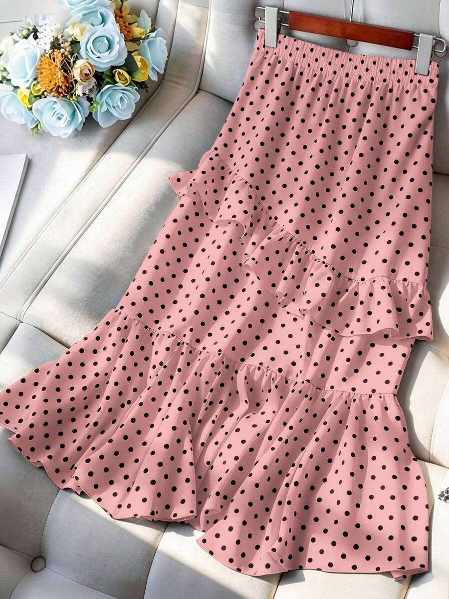 GlowEve CURVE 春夏秋可愛通勤度假簡約休閒女款洋紅色布料大尺碼裙子 正式生日日常休閒甜美秋季 - 粉色 - 查看 1