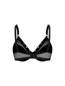 AltBold Soutien-gorge décontracté pour femme grande taille avec patchwork en maille pour tous les jours - Noir - Voir 2