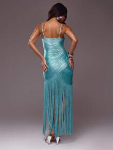 MUSERA Blue Extreme Tassel Maxi Dress - Blue - View 4