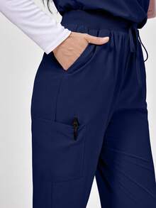 TaskEZ Short Sleeve Top And Long Pants Scrub Uniform Set - Royal Blue - View 4