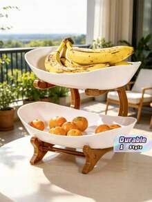 Double-Layer Fruit Basket - Kitchen Fruit And Vegetable Storage Rack, Home Decoration, Kitchen Countertop Fruit Basket, Large Capacity Multi-Layer Fruit Basket, European-Style Nut Dish, Home Snack Tray, Candy Dish - Multicolor - View 1