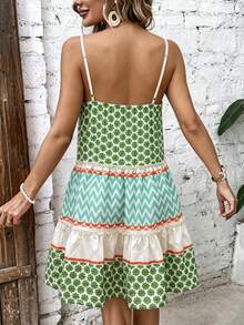 SHEIN Holidaya Women's New Elegant Boho Sexy Dress, Suitable For Office, Casual, Beach, Commute, Romantic Party, Birthday, Concert, Valentine's Day, Carnival, Beige - Green - View 2