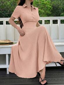Modelyn Women's Solid Color Knit Midi Dress - Pink - View 4