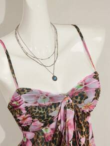 SHEIN ICON 女款印花細肩帶網眼背心上衣，度假休閒風 - 彩色 - 查看 8