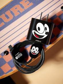 SHEIN Felix The Cat 3 Pcs Data Line Protectors, Suitable For IPhone Chargers, Charger Protectors (Excluding Data Lines) - Black - View 2