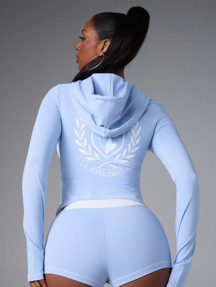 BABYPHAT Zip-Up Cropped Hoodie Top With Side Panel And Logo Print World Cup 2026 Football