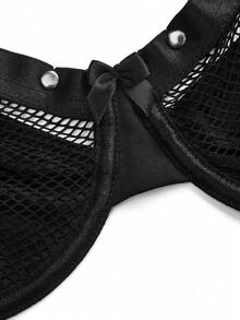 AltBold Soutien-gorge décontracté pour femme grande taille avec patchwork en maille pour tous les jours - Noir - Voir 3