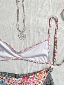 Swim Mod 女款夏季度假性感貼身印花隨機優雅沙灘兩件式泳衣 - 彩色 - 查看 6