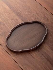 1pc Oval Shaped Walnut Wood Tray, Suitable For Serving Food, Snacks, Beverages, Sushi, Steak, Pizza, Desserts, Cakes, Breads, Also Can Be Used As Breakfast Tray, Coffee Tray, Tea Tray, Dining Plate, Serving Platter - Maroon - View 11