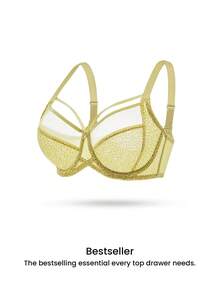 LUVLETTE Dream Curve Air Green Cheetah Print&Colorful Leopard Pattern Sheer Unlined Full Coverage Side Support Mesh Minimizer Bra - Green - View 8