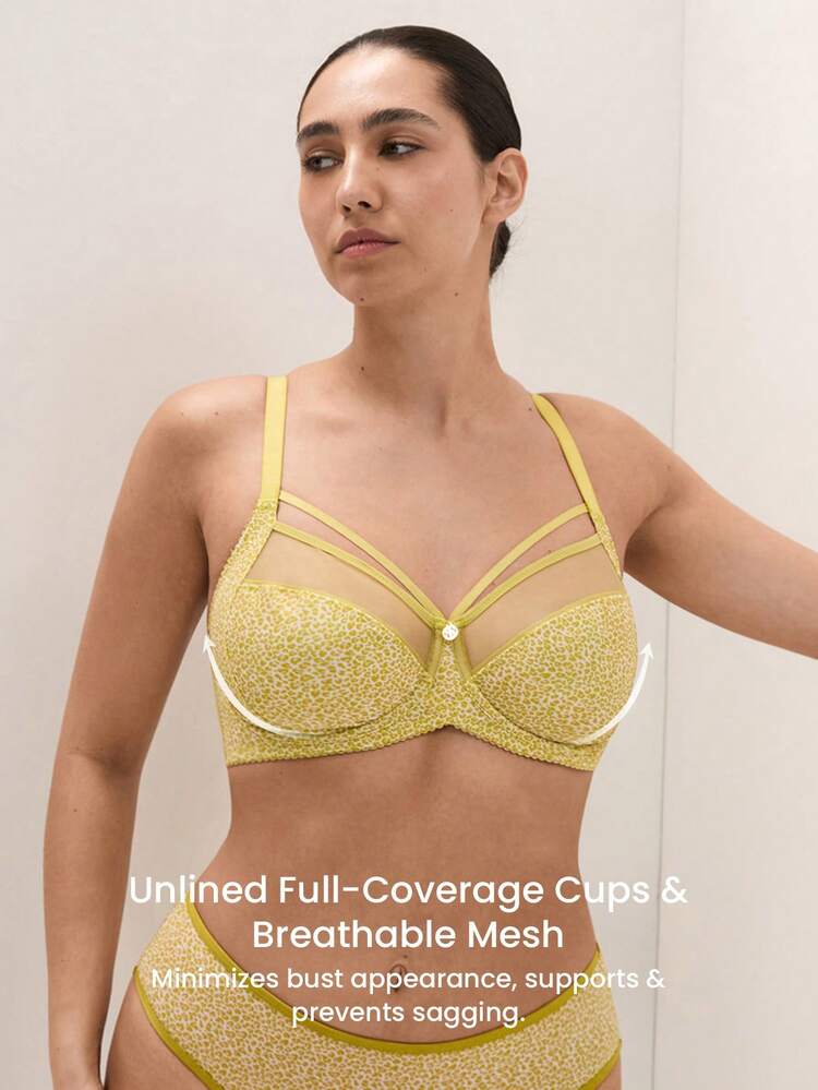 Unlined Full Coverage Side Support Mesh Bra