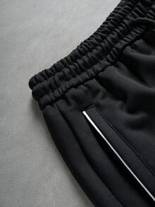 PAVTROS Men's Colorblock Patchwork Black Casual Sweatpants With Elastic Waist, Fashionable Long Pants For Daily Casual And Commuting - Black - View 5