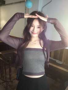 DAZY 修身版抹胸開襟外套休閒度假夏季女款兩件套 - 灰色 - 查看 7