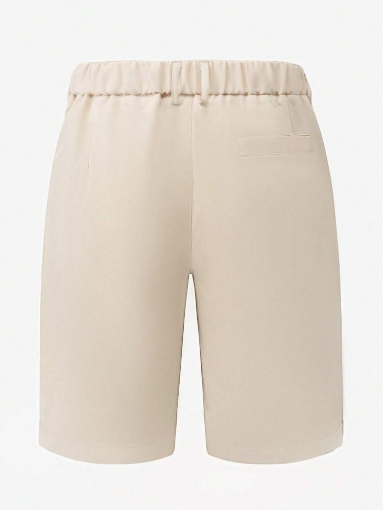 Manfinity CasualCool Men's Solid Color Shorts, Woven Casual Straight Leg Shorts For Summer - Apricot - View 2