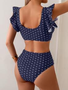 Swim Basics 女士热带波点印花比基尼两件套，休闲度假 - 彩色 - 查看 2