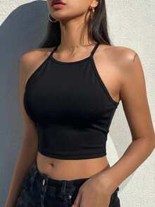 DAZY Light Shaping Solid Color Minimalist Wearable Sports Bra Tank Top For Women - Black - View 5