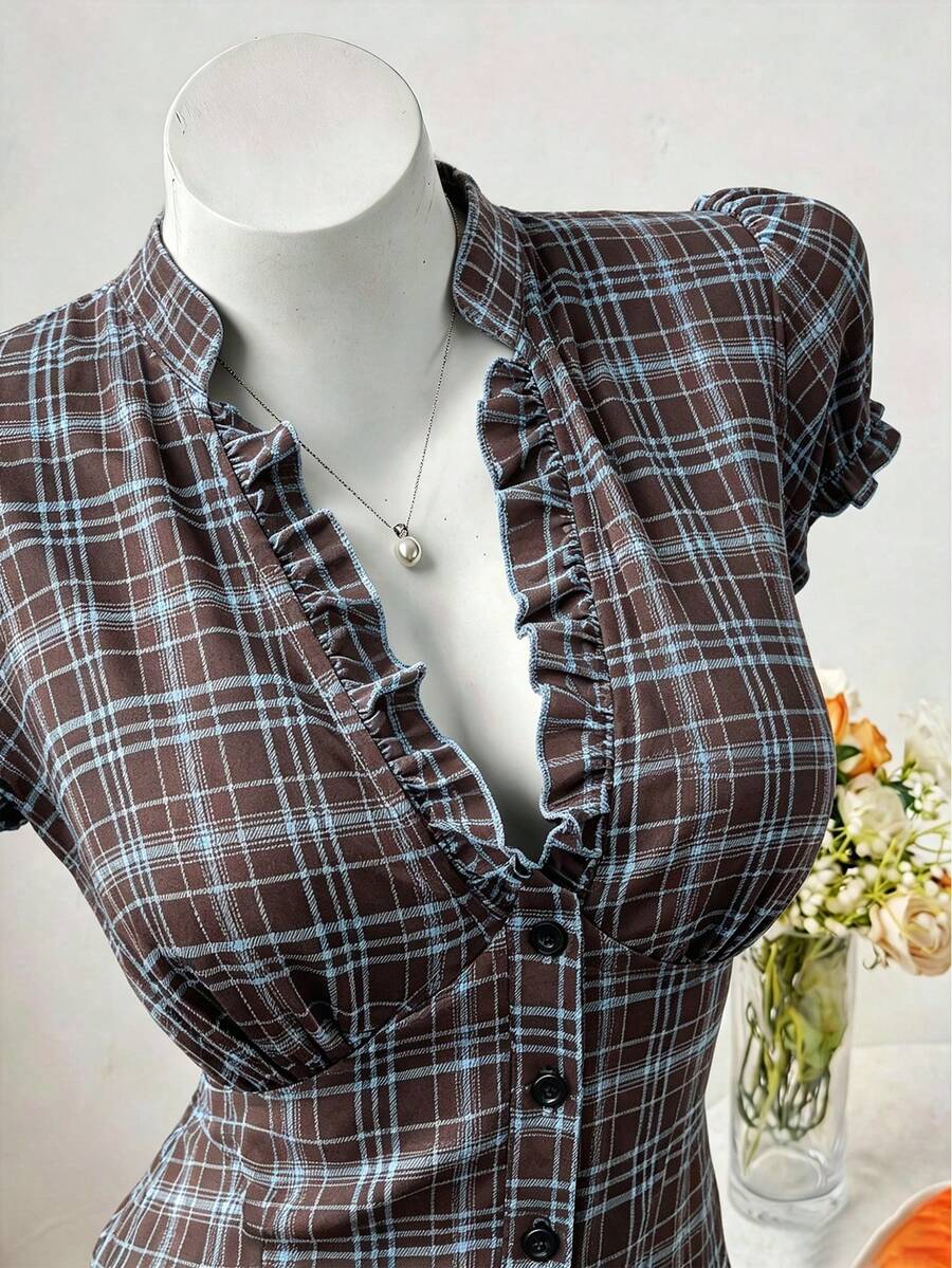Sweetra Blus Ukuran Plus Serbaguna dengan Desain Polkadot Minimalis, Elegan, Manis, dan Pas Badan. - MultiWarna - View 1