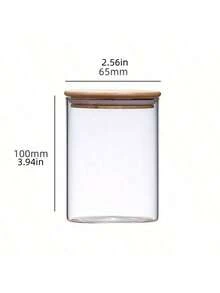 All-In-One Sealed Wooden Food Storage Tank With Lid, Food Container For Storing Pasta, Nuts And Flour, Kitchen Glass Jar, Storage Room Sorting And Storage, Glass Jar Width 6.5 - View 8