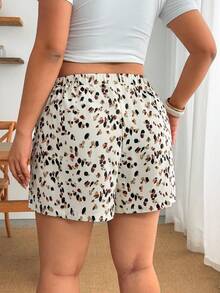 Enliva Plus Size Women's Dalmatian Print Tie-Front Skort, Boho Casual Skort, For Apple And Rounded Body Shape - Multicolor - View 2