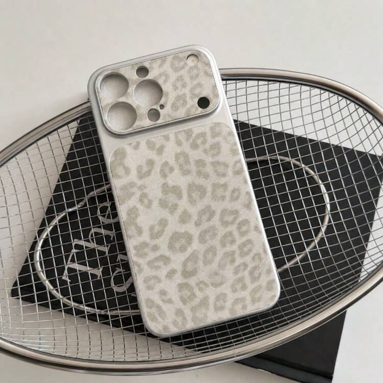 Luxurious Light Gray Leopard Print Lens Protection Phone Case Compatible With Iphone 17 Pro Max 16 15 14 Pro Max 13 Fashionable Creative Personalized Back Case - Light Grey - View 12