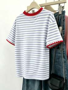 Resyla Women's Striped Cartoon Print T-Shirt / Daily Casual / Summer - Multicolor - View 2
