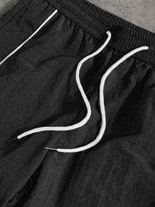 Gym Rark Men's Casual Sports Water-Resistant Drawstring Contrast Trim Pants, Gym - Black - View 4