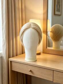 22-Inch Canvas Wig Head Mannequin With Stand And Mounting Hole, Ideal For Dynamic Wig Making. Ladies' Hypoallergenic Canvas Mannequin Head For Hairdressing, Wig Making, And Display. - Multicolor - View 6