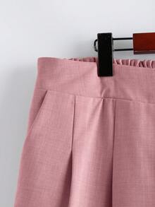 Linhara Pantalones cortos casuales de cintura elástica para mujer de talla grande, pantalones casuales para exteriores - Rosa vieja - Ver 4