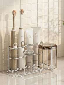 Cirelle Stainless Steel Toothbrush Holder For Bathroom Countertop, Toothbrush And Toothpaste Organizer - Multicolor - View 1