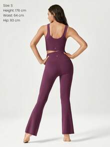 GLOWMODE 31" FeatherFit™ Ultra-High-Waisted Curved Seam Flared Leggings Pants Low Impact Yoga Pilates Daily Spring Summer - Cherry Cola - View 10