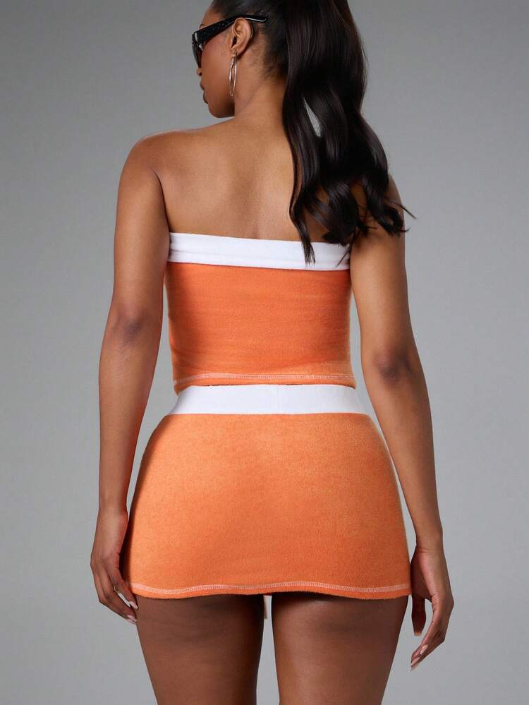 BABYPHAT Mini-jupe logo en tissu éponge avec taille contrastée, cordon de serrage et poches latérales