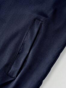 Manfinity Homme Chaqueta de cuello alto y manga larga de unicolor para hombres - Azul Marino - Ver 8