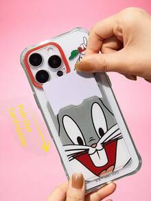 LOONEY TUNES X SHEIN Card Case Anti-Collision Mobile Phone Case, Compatible With IPhone - Light Grey - View 3