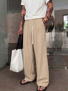 STEELVANCE Men's Casual Versatile Solid Color Loose Pants - Khaki - View 4
