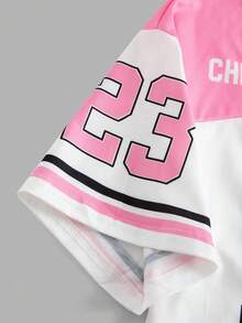 Tween Girls' Casual Everyday Street Letter Print Graphic Tee - Pink - View 3