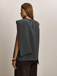 ATUI Studio Top casual versátil de unicolor para uso diario y salidas de mujer - Gris Oscuro - Ver 3