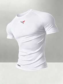 Gym Rark Men's Bull Head Print Raglan Short Sleeve T-Shirt And Pants Sports Set - White - View 3