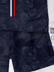 Set Kaos dan Celana Pendek Lengan Pendek Leher Bulat Minimalis Nyaman dan Modis untuk Anak Laki-Laki Remaja, Motif Teks Klasik Streetwear, Motif Garis Klasik, Motif Teks Paris, Cocok untuk Musim Semi/Panas, Cocok untuk Streetwear, Cocok untuk Pakaian yang Dipersonalisasi - MultiWarna - View 5