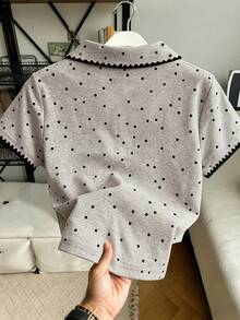 Blusa de manga corta con doble cremallera, de estilo minimalista y casual para el verano - Gris - Ver 2