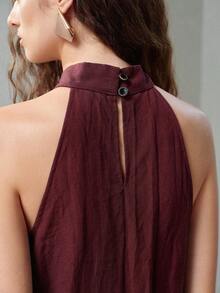 MOTF PREMIUM TENCEL LYOCELL KNOT DETAIL SLEEVELESS HALTER NECK WOMEN'S TOP - Coffee Brown - View 8