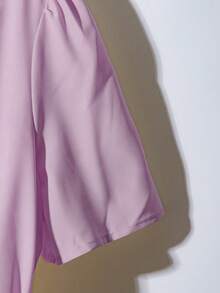 EMERY ROSE Women's Elegant Sweetheart Neck Button Front Short Sleeve Dress, Summer - Mauve Purple - View 6