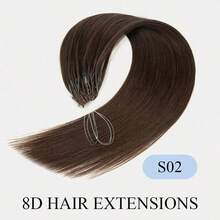 12-22 Inch 50s 8D Hair Extensions Straight Human Hair With Tiny Beads Dark Brown Invisible Mini Silicone Micro Bead Extensions For Caucasian Women  No Glue Sew-In Required Real Cold Fusion Tiny Beads Volume Length Soft Smooth - S02 - View 22